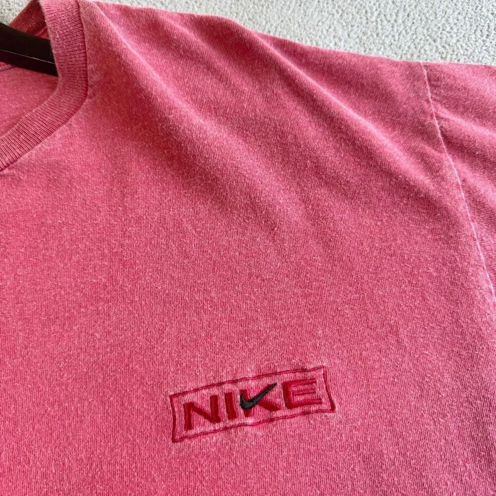 Nike Vintage T Shirt Men's XL Pink Made In USA 90s Embroidered Logo Tee